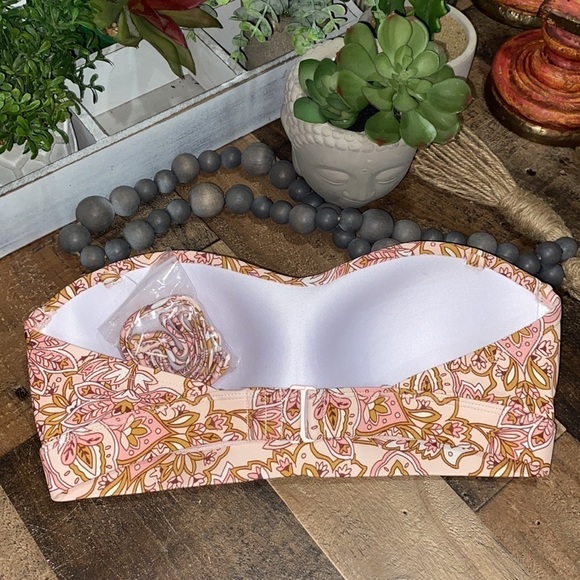 Kona Sol bikini top only bandeau‎ NWT pink paisley boho floral small - Picture 2 of 6